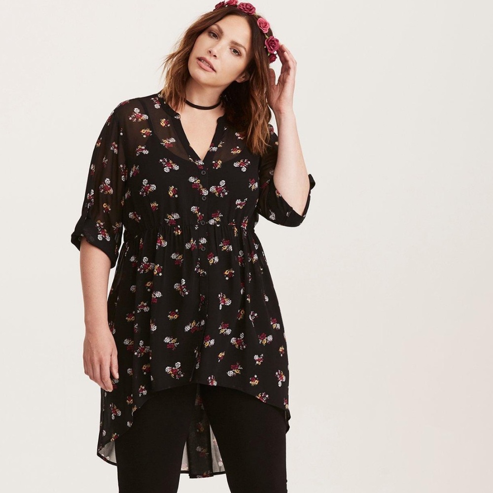 Torrid Floral Hi Lo Blouse